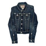 True Religion Contrast Stitch Denim Jacket - Small Dark Wash Denim