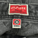 Tommy Hilfiger Denim Wide Leg Carpenter Pants - 37W 30L Black Cotton