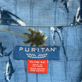 Puritan Graphic Hawaiian Shirt - XL Blue Viscose