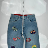 Various City Patches Unbranded Hip Hop Jeans - 38W 34L Blue Cotton