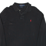 POLO RALPH LAUREN Slim Fit Mens Polo Shirt Black Long Sleeve XL