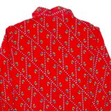 Womens Polo Shirt Red Crazy Pattern Long Sleeve S