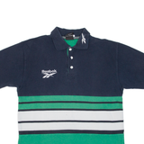 REEBOK Mens Polo Shirt Green Striped XL
