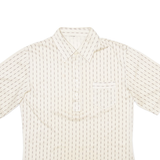 Mens Polo Shirt Beige Silk Striped S