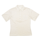 Mens Polo Shirt Beige Silk Striped S