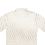 Mens Polo Shirt Beige Silk Striped S