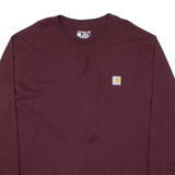 CARHARTT Loose Fit Mens T-Shirt Maroon Long Sleeve XL