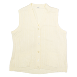 MISSK Womens Cardigan Cream V-Neck 80s Cable Knit Sleeveless UK 14