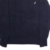 NAUTICA Mens Jumper Blue Crew Neck Cable Knit L