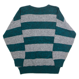 KATE COLLINS Mens Patterned Jumper Grey Striped Crew Neck 90s L