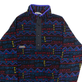 COLUMBIA Mens Fleece Black Crazy Pattern Button Neck M