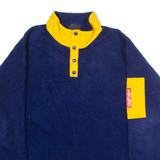 REWIND Mens Fleece Blue Button Neck L