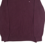TOMMY HILFIGER Shawl Collar Mens Jumper Maroon Roll Neck Waffle Knit XL