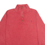 POLO RALPH LAUREN Mens Jumper Red 1/4 Zip Tight Knit L