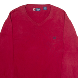 CHAPS Mens Jumper Red V-Neck Tight Knit L