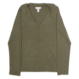 CALVIN KLEIN Womens Jumper Green Collared Tight Knit L
