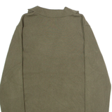 CALVIN KLEIN Womens Jumper Green Collared Tight Knit L