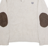 CHAPS Mens Jumper Grey Button Neck Tight Knit M