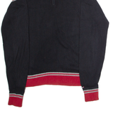 TOMMY HILFIGER Mens Patterned Jumper Black Colourblock 1/4 Zip Tight Knit Wool L