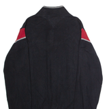 TOMMY HILFIGER Mens Patterned Jumper Black Colourblock 1/4 Zip Tight Knit Wool L