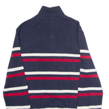 NAUTICA Mens Patterned Jumper Blue Striped 1/4 Zip Tight Knit S
