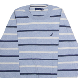 NAUTICA Mens Patterned Jumper Blue Striped Crew Neck Tight Knit S