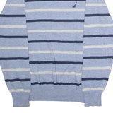 NAUTICA Mens Patterned Jumper Blue Striped Crew Neck Tight Knit S
