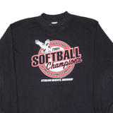 GILDAN Softball Champions Mens T-Shirt Black Long Sleeve USA L
