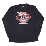GILDAN Softball Champions Mens T-Shirt Black Long Sleeve USA L