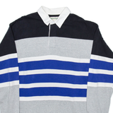 ST JOHN'S BAY Mens Polo Shirt Grey Striped Long Sleeve L