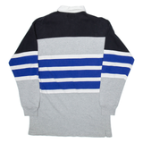 ST JOHN'S BAY Mens Polo Shirt Grey Striped Long Sleeve L