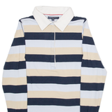 TOMMY HILFIGER Golf Womens Polo Shirt Blue Striped Long Sleeve S