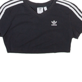 NIKE Cropped Womens T-Shirt Black V-Neck UK 8