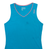 REEBOK Womens Vest Blue Sleeveless V-Neck M