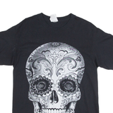 Playa Del Carmen Skull Print Mens T-Shirt Black S