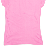 GILDAN Cat Print Womens T-Shirt Pink V-Neck S