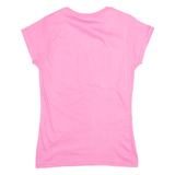 GILDAN Cat Print Womens T-Shirt Pink V-Neck S