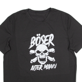 Skull Print Mens T-Shirt Black L
