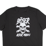 Skull Print Mens T-Shirt Black L