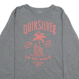 QUIKSILVER Womens T-Shirt Grey Long Sleeve 90s S