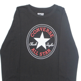 CONVERSE Boys T-Shirt Black Long Sleeve XL