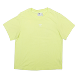 ADIDAS Cropped Womens T-Shirt Yellow UK 4