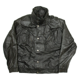 SYNERGY Mens Biker Jacket Black Leather L