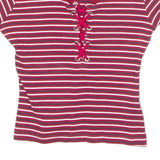 GUESS Lace Neck Womens T-Shirt Red UK 6