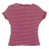 GUESS Lace Neck Womens T-Shirt Red UK 6