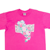 ONEITA Music Flowers Mens T-Shirt Pink 90s XL