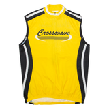 CROSSWAVE Cycling Mens Jersey Yellow Sleeveless 1/2 Zip L