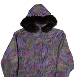 SIXTH SENSE Womens Parka Coat Purple Hooded Crazy Pattern UK 10