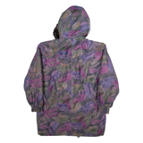 SIXTH SENSE Womens Parka Coat Purple Hooded Crazy Pattern UK 10