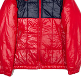Womens Quilted Jacket Red Colourblock M